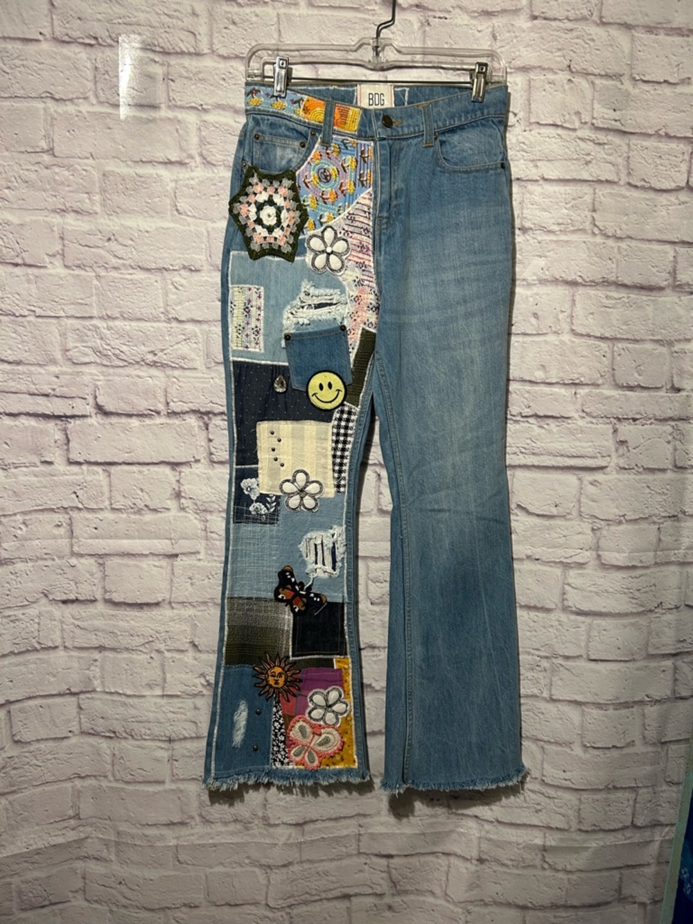 BDG  EUC High Waisted Y2K Patchwork Flare Jeans Indigo Craft Size 26 - Picture 2 of 13